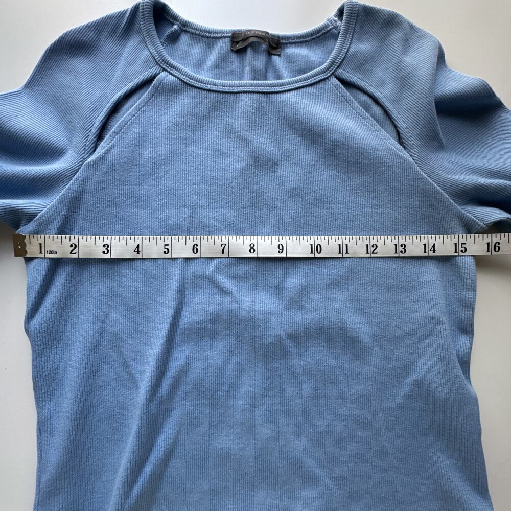 Anthropologie Sky Icy blue Ribbed Cut out Long Sleeve Medium - Picture 3 of 7